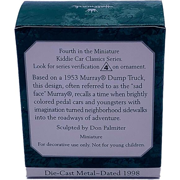 1998 Hallmark Keepsake Miniature Murray Dump Truck Kiddie Car Ornament in Box - Picture 4 of 5